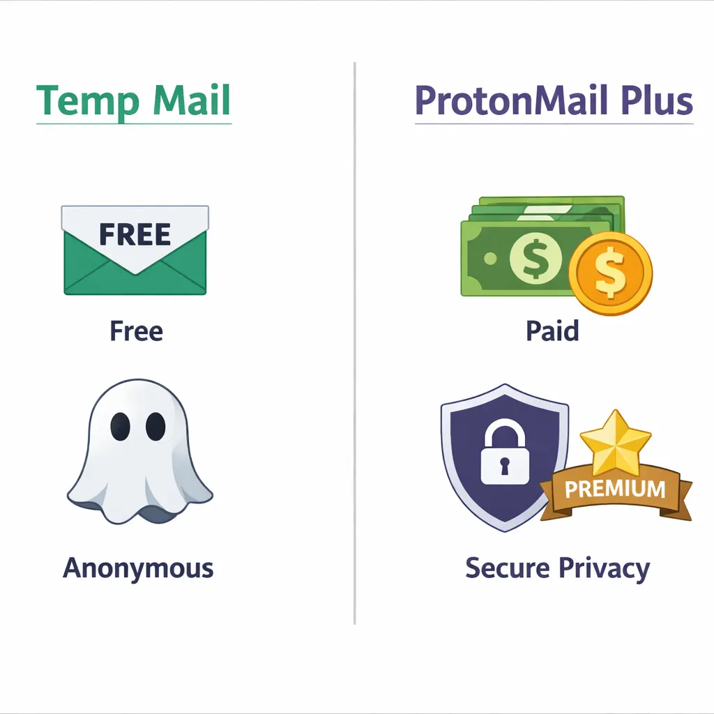 Temp Mail vs ProtonMail Plus: Free Anonymity vs Paid Privacy