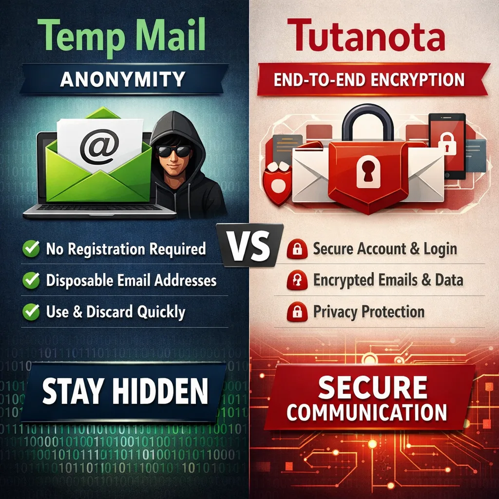 Temp Mail vs Tutanota: Anonymity vs End-to-End Encryption